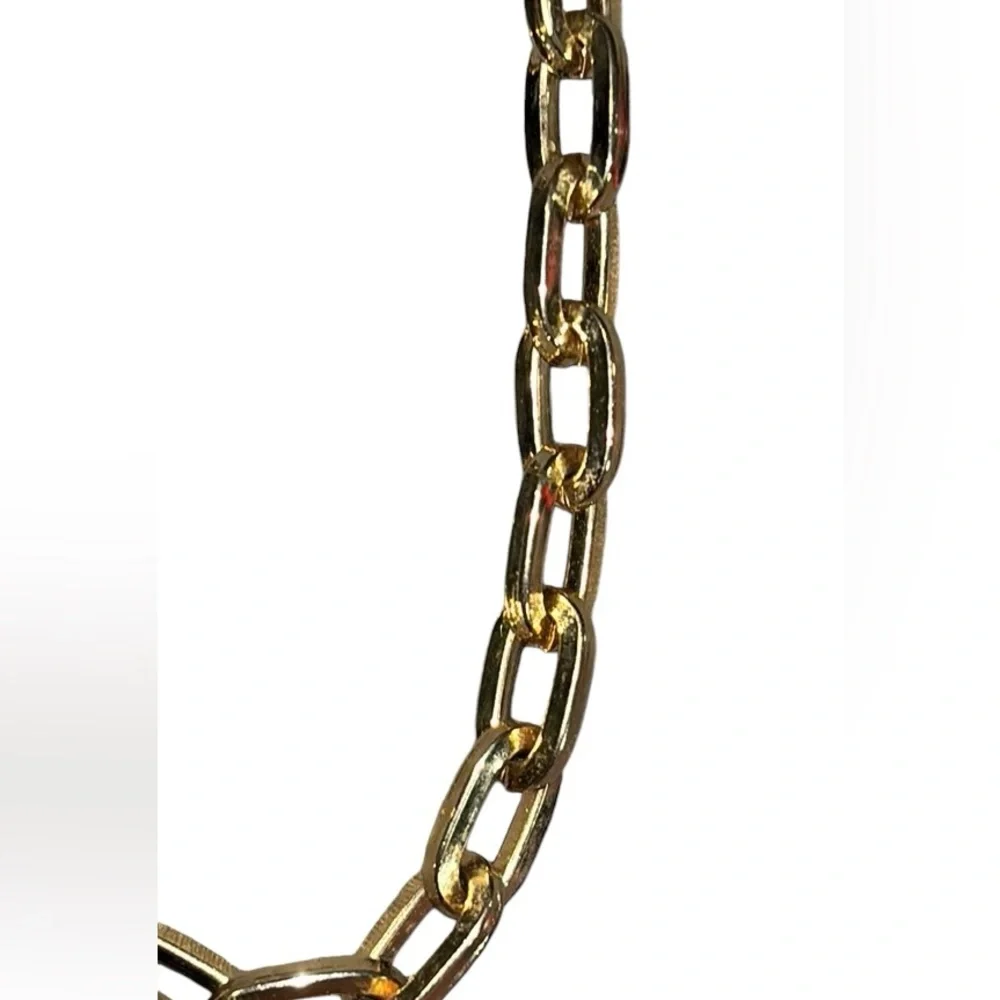 Gold tone chain necklace big link 80s estate sale